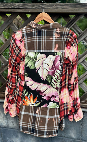 Bleach Dyed Plaid Aloha Lady Flannel