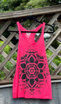 Hot Pink Black Mandala Lady Tank